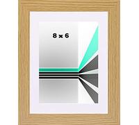 Frame Eazy Modern Oak Wooden 8x6 Picture Photo Frame Poster Frames with White Mount to Hang Portrait or Landscape