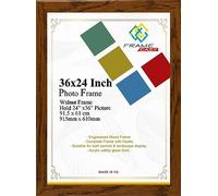 FRAME EAZY Modern Walnut Maxi Poster Frame 36 x 24 Inch (61 x 91.5cm) Large Picture Frames with Safe Clear Perspex Front & Wall Mounting - 24 x 36 Premium Wall Photo Frames