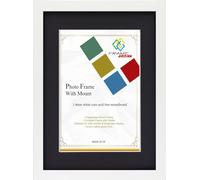 FRAME EAZY Modern White Photo Picture Frame Poster Certificate Frames with Black Mount - 80x60 For 70x50cm Picture