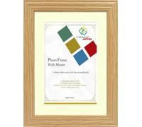 FRAME EAZY Oak 12x10 Photo Frame with 9x7 Ivory Mount - Antique Style Picture Frame With Safe Perspex Front - Frame 12" x 10" For Picture Size 9" x 7"