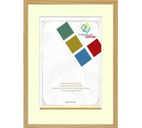 FRAME EAZY Oak 12x10 Photo Frame with 9x7 Ivory Mount to Hang Portrait or Landscape - Thin Picture Frame With Safe Perspex Front - 12" x 10" For Picture Size 9" x 7"