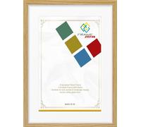 FRAME EAZY Oak 50x40cm Photo Frame with 40x30cm White Mount to Hang Portrait or Landscape - Thin Picture Frame With Safe Perspex Front - 50 x 40 cm For Picture Size 40 x 30 cm