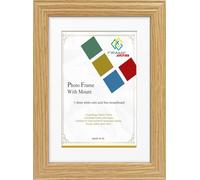 FRAME EAZY Oak 60x50cm Photo Frame with 50x40cm White Mount - Antique Style Picture Frame With Safe Perspex Front - 60 x 50 cm For Picture Size 50 x 40 cm