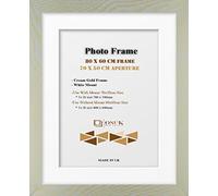 Frame Eazy OSUK Cream Gold 80x60 cm With 70x50 Mount Modern Photo White - Clear Perspex Front & Wall Mounting Poster 800 x 600mm 700 500mm (Cream Gold)