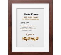 Frame Eazy OSUK Dark Oak 80x60 cm With 70x50 Mount Modern Photo White - Clear Perspex Front & Wall Mounting Poster 800 x 600mm 700 500mm (Dark Oak)