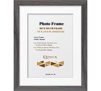 Frame Eazy OSUK Grey 80x60 cm Frame With 70x50 cm Mount Modern Photo Frame With White Mount - Clear Perspex Front & Wall Mounting Poster Frame - 800 x 600mm Frame With 700 x 500mm Mount (Grey)