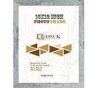 FRAME EAZY OSUK Rustic Grey Photo Frame 40.6 x 30.5cm Large Photo Frame 16 x 12 Inch Picture Frames With Clear Perspex Front & Wall Mounting 12" x 16" Frame (Rustic Grey)