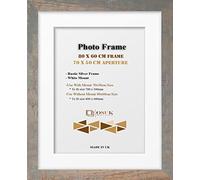 Frame Eazy OSUK Rustic Silver 80x60 cm With 70x50 Mount Modern Photo White - Clear Perspex Front & Wall Mounting Poster 800 x 600mm 700 500mm (Rustic Silver)
