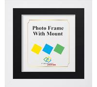 FRAME EAZY Square White Photo Frame Picture Frame with Black Mount - Comes With Safe Perspex Front & Wall Hanging Hooks - Square Frame 30 x 30 cm Pic Size 20 x 20 cm Mount