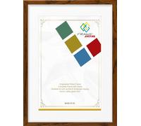 FRAME EAZY Walnut 40x30cm Photo Frame with 30x20cm White Mount to Hang Portrait or Landscape - Thin Picture Frame With Safe Perspex Front - 50 x 40 cm For Picture Size 30 x 20 cm