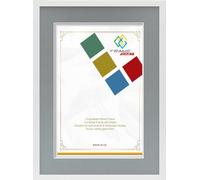 FRAME EAZY White 60x50cm Photo Frame with 50x40cm Grey Mount to Hang Portrait or Landscape - Thin Picture Frame With Safe Perspex Front - 60 x 50 cm For Picture Size 50 x 40 cm