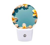 Frame Exotic Floral Pattern Printing Night Lights Plug Into Wall, LED Nightlights Auto On/Off Dusk to Dawn Sensor, Energy Efficient Night Lamp Soft Glow for Hallway Bedroom Bathroom Kitchen, 0.5W