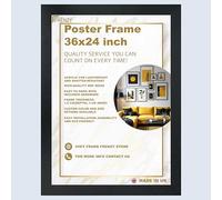 FRAME FRENZY 36 x 24 Inches Black Maxi Poster Frame, 61 x 91.5cm, Modern Style, Shatterproof Acrylic, Wall Mount, Portrait & Landscape Orientation