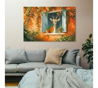Frame-Gazelle Looking Through Window Illustration Wall Art for Home Decor | Wall art print works for home refresh; it helps complete the room alongside existing decor