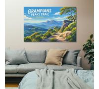 Frame-Grampians Peaks Trail Australia Landscape Wall Art for Home Decor | A practical printed canvas picture choice for home office; it helps complete the room for a simple interior update