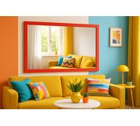 Frame it by Lesley Modern Red Framed Wall Mirror - Bold Contemporary Design for Home, Hallway, Bathroom or Bedroom - Multiple Handmade