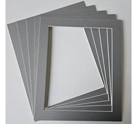 Frame it by Lesley Professional Picture Mounts, Grey, Pack of 5, Multiple Sizes and Colours Available (Terrazzo Grey, 8x6 inch to fit 6x4 inch image)