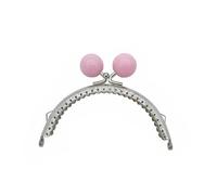 Frame Kiss Closure Lock 8.5/10.5cm Candy Color Beads Silver Metal Wallet Frame Handle for Clutch Bag Handbag Accessories Making Kiss Closure Lock for Wallet Making (Pink, 8.5cm)