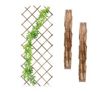 Frame Panel Brown Extendable Trellis 90x180cm Set Wood Plant Climbing Support