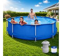 Frame Pool Round Garden Pool with Filter Pump 366 x 76 cm 6125 litres