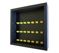 Frame Punk Minifigure Display Case - for 21 LEGO Minifigures - Dust Protection - Wall Mount or Free Stand - Black Frame & Yellow Mounts
