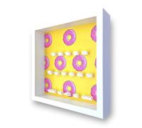 Frame Punk Minifigure Display Case - for LEGO The Simpsons Minifigures Series 1 71005 or 2 71009 - Wall Mount or Free Stand - Dust Protection - White Frame - Donuts