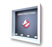 Frame Punk Minifigure Display Case - Ghostbusters theme - for 4 LEGO Minifigures - Dust Protection - Wall Mount or Free Stand - White Frame