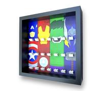 Frame Punk Minifigure Display Case - MARVEL Superhero theme - for 21 LEGO Minifigures - Dust Protection - Wall Mount or Free Stand - Black Frame