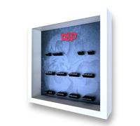 Frame Punk Minifigure Display for LEGO D&D Series 71047 - White | Display Case, Themed Background, Dust Protection, Wall Mountable or Freestanding, Assembled in UK