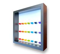 Frame Punk Rainbow Minifigure Display Case - for 21 LEGO Minifigures - Dust Protection - Wall Mount or Free Stand - Black Frame