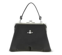 Granny Frame Black Saffiano Purse - Black Suede / One Size