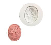 Frame Silicone Mould Victorian Queens Portrait Seal Baking Mould Chocolate Candy Oval Frame Fondant Cupcake Silicone Stand Mold for Concrete