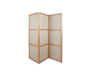 Frame Three Panels Room Divider Natural Oak/Linen