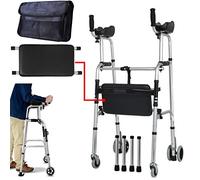 Frame with Armrest Support Pad Adjustable Height Folding Lightweight Aluminium Walker Lower Limb Rehabilitation Training,B