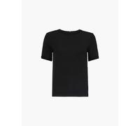 Frame Womens Black Crochet Trim Round-neck Stretch-jersey T-shirt S