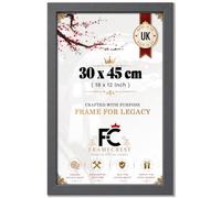 FRAMECREST LTD Classic Rectangle 30 X 45 CM Poster Frame - Engineered Wood Frame With Hanging Hooks For Portrait Or Landscape Display, Modern Gallery Mount 18 X 12 Inch - [Dark Grey]