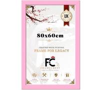 FRAMECREST Luxurious 80x60cm Flat Picture Frame | Engineered Wood Frame | Crystal Clear Perspex | Elegant Home & Office Décor - [Pink]