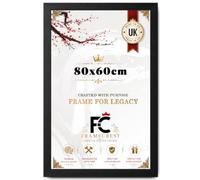 FRAMECREST Luxurious 80x60cm Flat Picture Frame | Engineered Wood Frame | Crystal Clear Perspex | Elegant Home & Office Décor - [Matt Black]