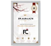 FRAMECREST Premium Large Rectangle MDF Poster Frame Size 59.4x84.1cm | MDF Wood Finish Clear Perspex | Landscape or Portrait Orientation | Photos for Family, Gift Wedding, Birthday - [Light Grey]