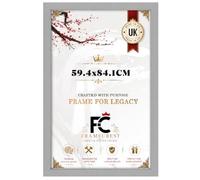 FRAMECREST Premium Large Rectangle MDF Poster Frame Size 59.4x84.1cm | MDF Wood Finish Clear Perspex | Landscape or Portrait Orientation | Photos for Family, Gift Wedding, Birthday - [Silver]