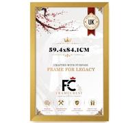 FRAMECREST Premium Large Rectangle MDF Poster Frame Size 59.4x84.1cm | MDF Wood Finish Clear Perspex | Landscape or Portrait Orientation | Photos for Family, Gift Wedding, Birthday - [Gold]