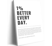 Framed 1% Better Every Day Motivational canvas Wall Art Inspirational Wall decoration pictures Growth Mindset Self Improvement Quote Poster Prints for Office Gym Classroom or Home Décor 12x16in canvas