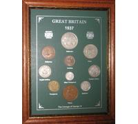 Framed 1937 British Coin Gift Set (Vintage 89th Birthday Year of Birth Present)