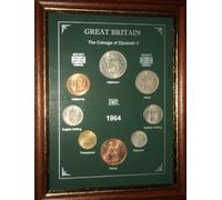 Framed 1964 British Coin Gift Set (Vintage 61st Birthday Year of Birth or Wedding Anniversary Present)