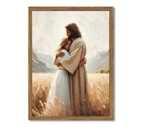 Framed 3D Textured Christian Wall Art - Jesus Embracing Woman Wall Decor Paintings, Hand-Drawn Sandstone Pictures Prints Religious Home Decor for Living Room Church Prayer Room Bedroom 12x16 inch