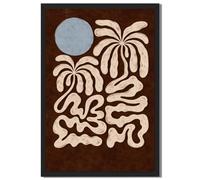 Framed Abstract Autumn Palm Tree Moon Poster Canvas Print Art Modern Boho Wall Art Painting Pictures Wall Decor Elegant Home Decor for Living Room Bedroom (Black Framed,12" Lx16 W)