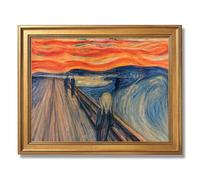 Framed Abstract Expressionist Figure on Bridge Sunset Poster Canvas Print Art Vintage Gothic Wall Art Painting Pictures Wall Decor Stunning Art Print Home Decor (Retro Framed,24" Lx36 W)