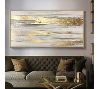 Framed Abstract Gold Foil Poster Wall Art Decoration Large Wall Art Canvas Oil Painting Living Room Bedroom Restaurant 80x160cm/(31x63inch) With Frame