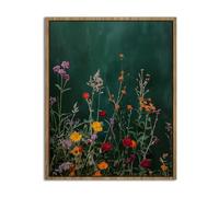 Framed Abstract Wildflower Wall Art for Living Room Decor Colourful Floral Canvas Pictures Botanical Prints Minimalist Flowers Landscape Wall Painting for Bedroom Bathroom Home Decorations 20x25cm