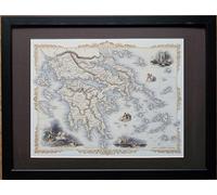 Framed and Mounted Old World Map - 12'' x 16'' frame, Greece Map